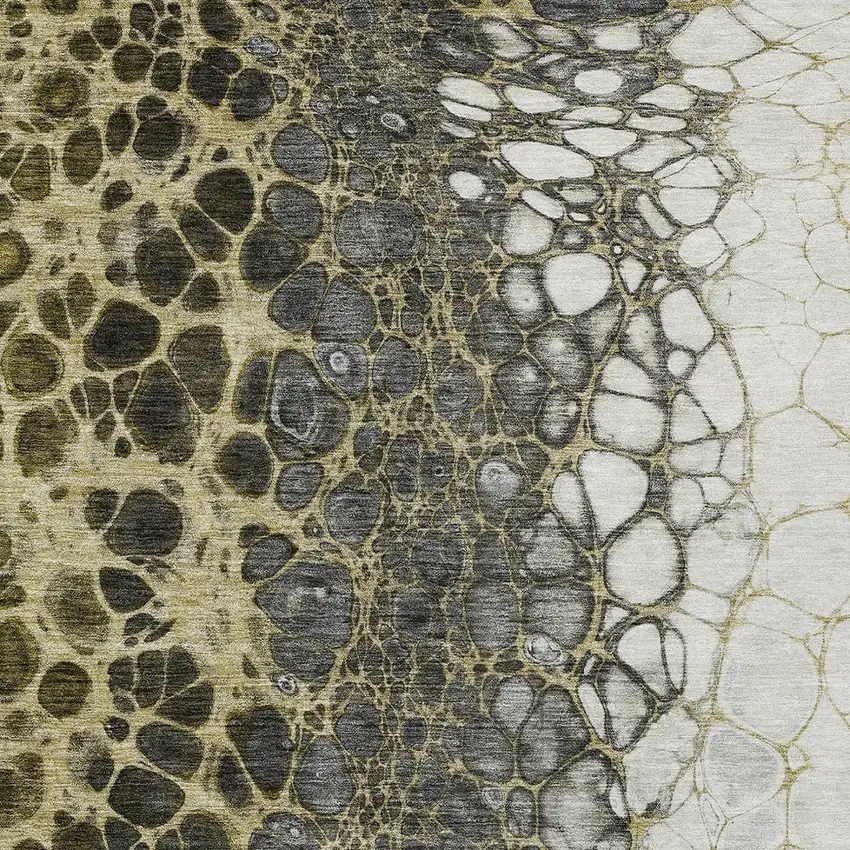 Beige Taupe And Chocolate Abstract Washable Indoor Outdoor Area Rug Photo 6
