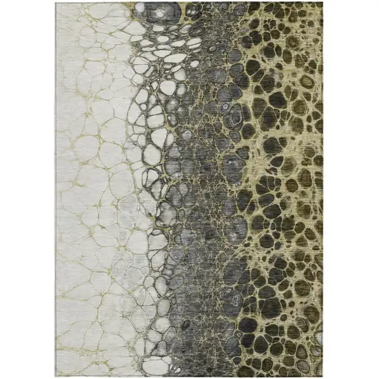 Beige Taupe And Chocolate Abstract Washable Indoor Outdoor Area Rug Photo 6