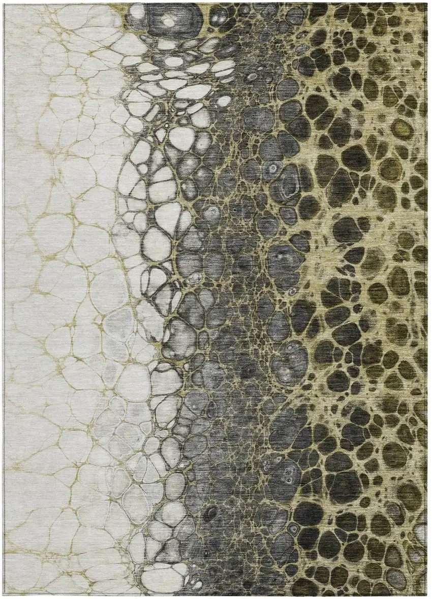 Beige Taupe And Chocolate Abstract Washable Indoor Outdoor Area Rug Photo 7