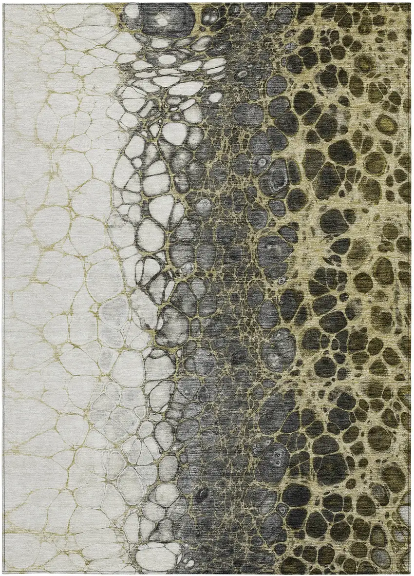 Beige Taupe And Chocolate Abstract Washable Indoor Outdoor Area Rug Photo 7