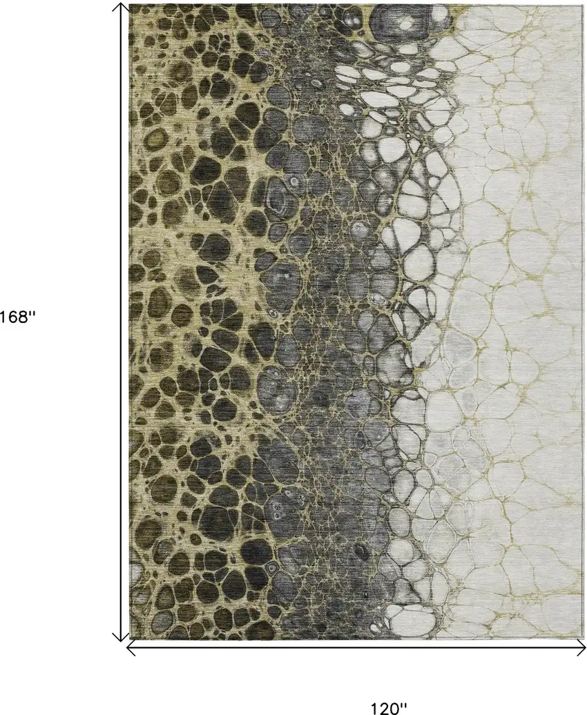 Beige Taupe And Chocolate Abstract Washable Indoor Outdoor Area Rug Photo 3