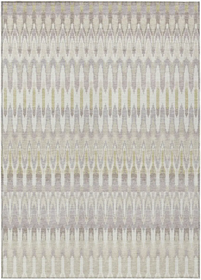 Beige Taupe And Gold Southwestern Washable Indoor Outdoor Area Rug Photo 2