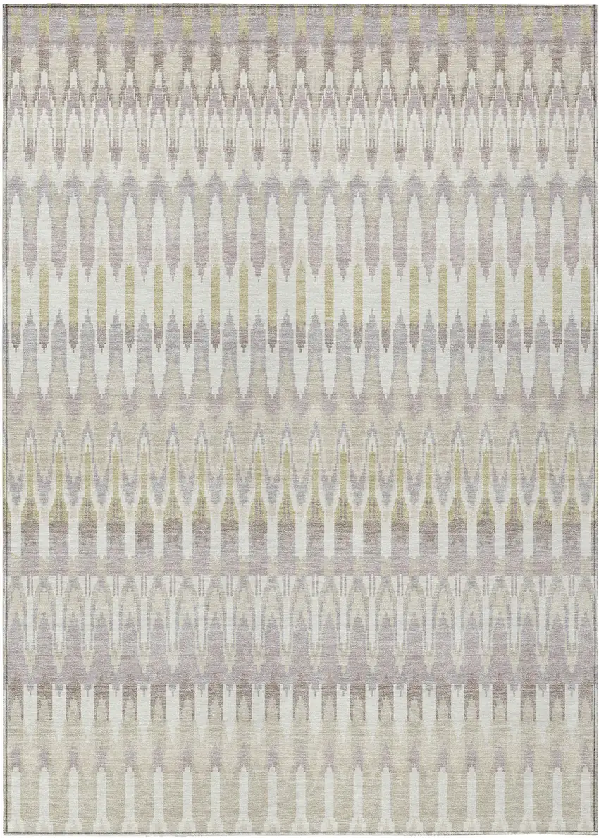 Beige Taupe And Gold Southwestern Washable Indoor Outdoor Area Rug Photo 2