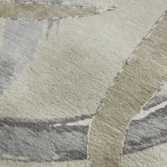 Beige Taupe And Gray Abstract Washable Area Rug With UV Protection Photo 3