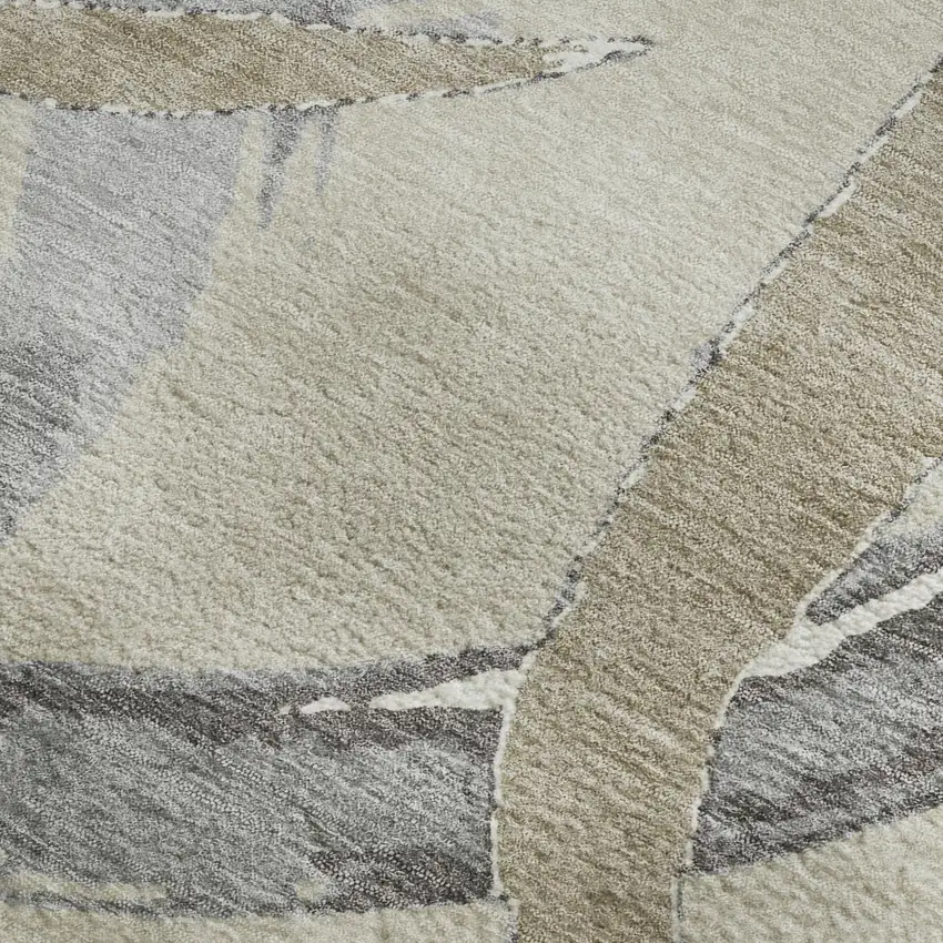 Beige Taupe And Gray Abstract Washable Area Rug With UV Protection Photo 3