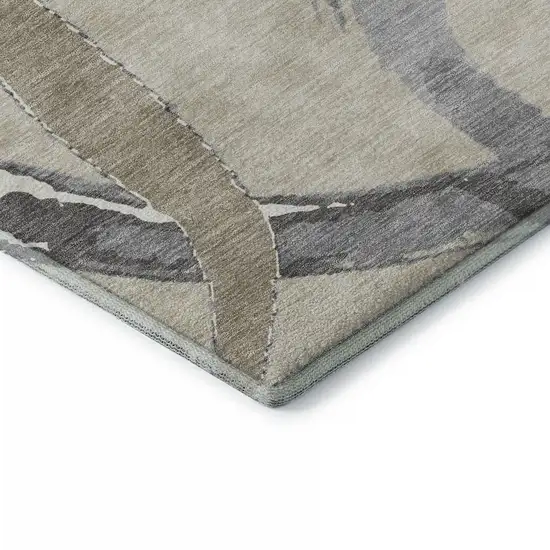Beige Taupe And Gray Abstract Washable Area Rug With UV Protection Photo 8