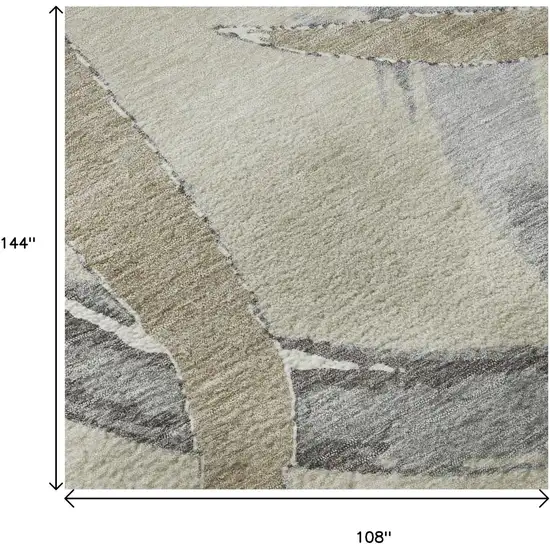 Beige Taupe And Gray Abstract Washable Area Rug With UV Protection Photo 9