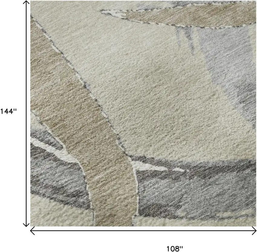 Beige Taupe And Gray Abstract Washable Area Rug With UV Protection Photo 9