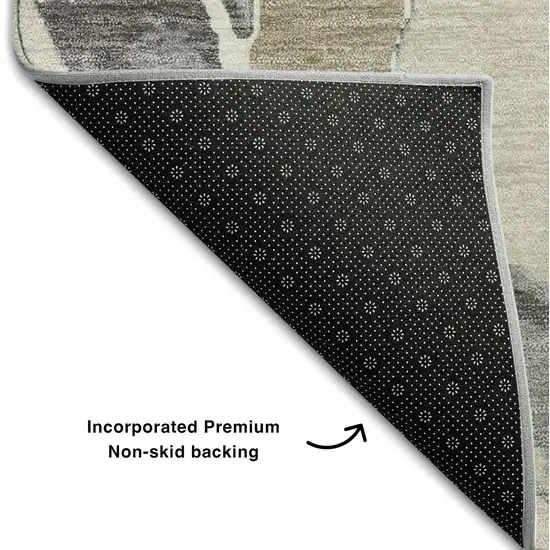 Beige Taupe And Gray Abstract Washable Area Rug With UV Protection Photo 6