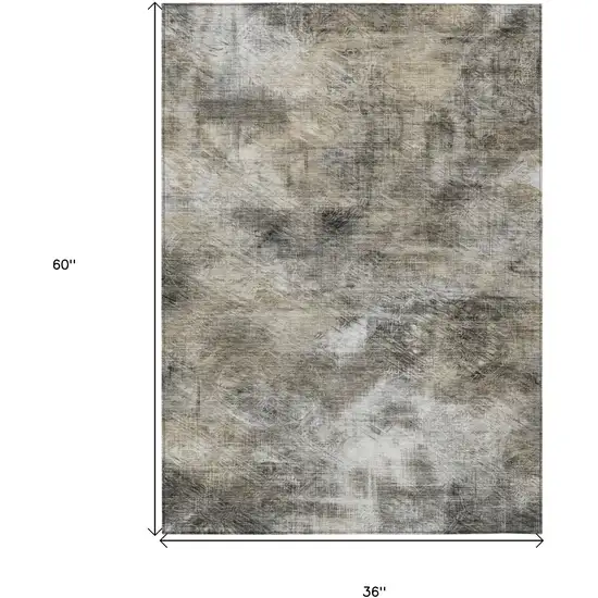 Beige Taupe And Gray Abstract Washable Indoor Outdoor Area Rug Photo 3