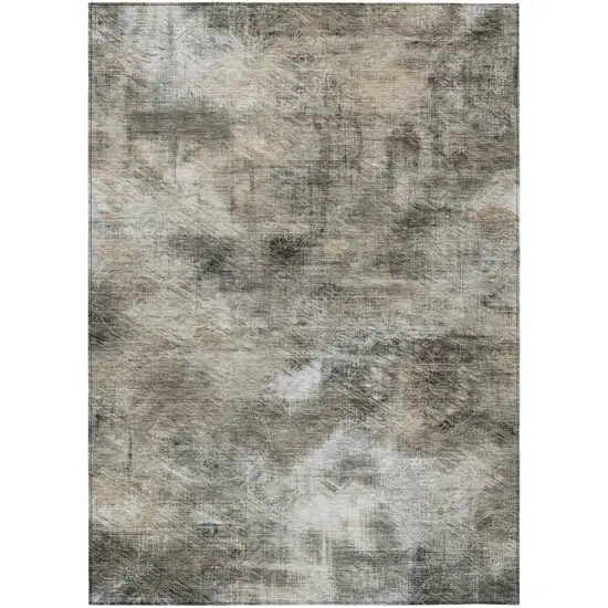 Beige Taupe And Gray Abstract Washable Indoor Outdoor Area Rug Photo 2