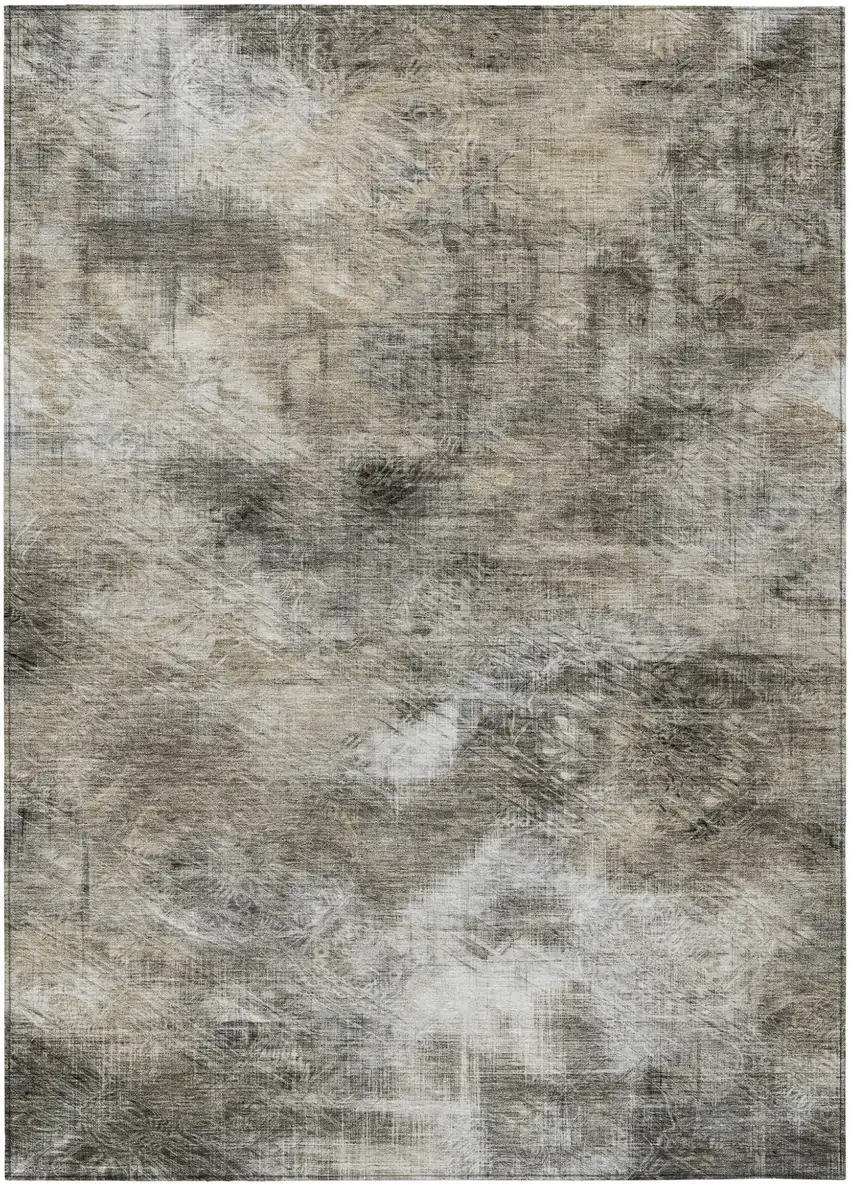 Beige Taupe And Gray Abstract Washable Indoor Outdoor Area Rug Photo 2