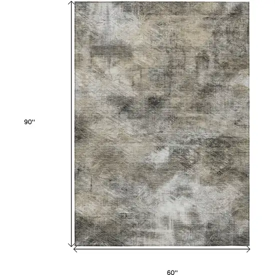 Beige Taupe And Gray Abstract Washable Indoor Outdoor Area Rug Photo 3