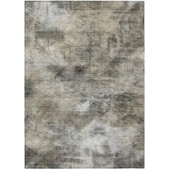 Beige Taupe And Gray Abstract Washable Indoor Outdoor Area Rug Photo 2