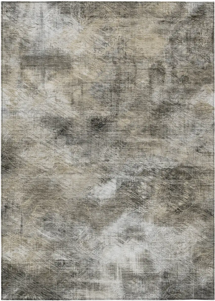 Beige Taupe And Gray Abstract Washable Indoor Outdoor Area Rug Photo 2
