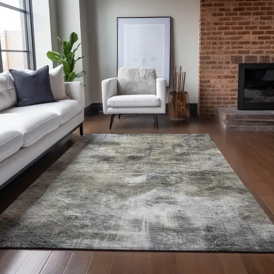 Beige Taupe And Gray Abstract Washable Indoor Outdoor Area Rug Photo 8