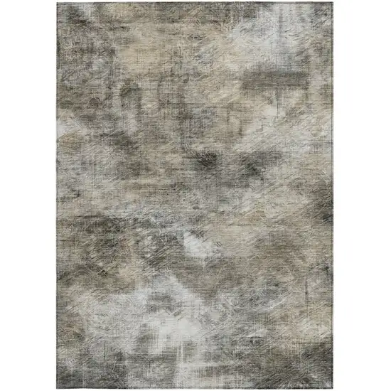 Beige Taupe And Gray Abstract Washable Indoor Outdoor Area Rug Photo 5