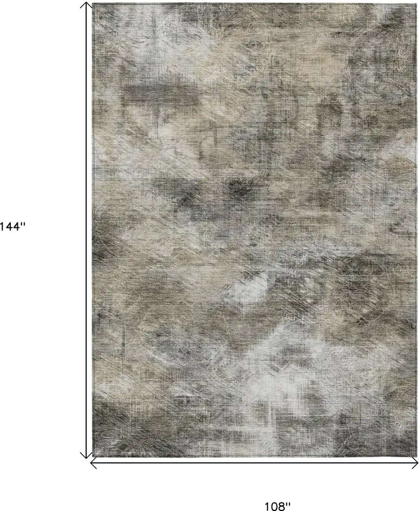 Beige Taupe And Gray Abstract Washable Indoor Outdoor Area Rug Photo 9