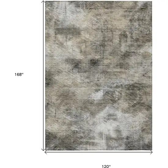 Beige Taupe And Gray Abstract Washable Indoor Outdoor Area Rug Photo 3