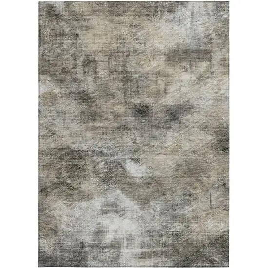Beige Taupe And Gray Abstract Washable Indoor Outdoor Area Rug Photo 5