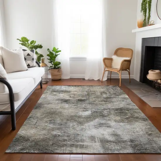 Beige Taupe And Gray Abstract Washable Indoor Outdoor Area Rug Photo 8