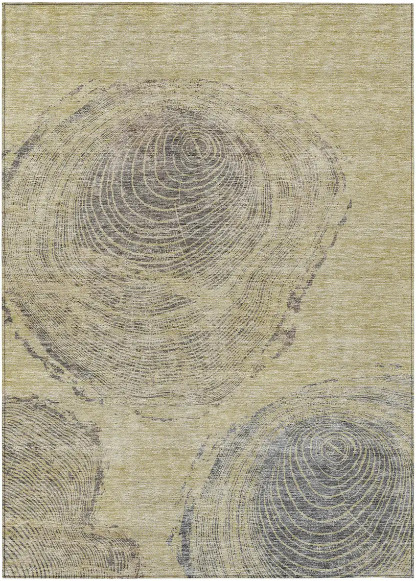 Beige Taupe And Gray Abstract Washable Indoor Outdoor Area Rug Photo 1