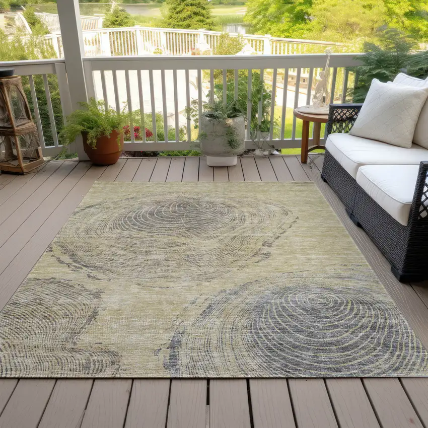 Beige Taupe And Gray Abstract Washable Indoor Outdoor Area Rug Photo 9