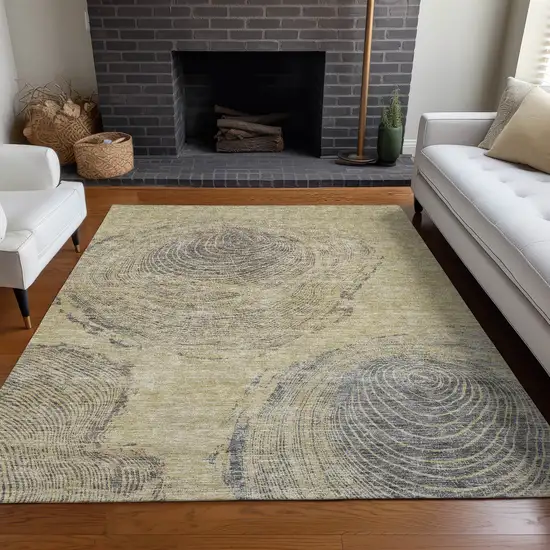 Beige Taupe And Gray Abstract Washable Indoor Outdoor Area Rug Photo 7