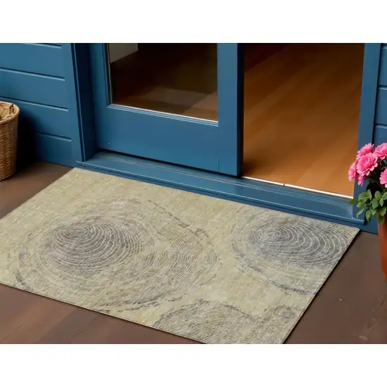 Beige Taupe And Gray Abstract Washable Indoor Outdoor Area Rug Photo 1