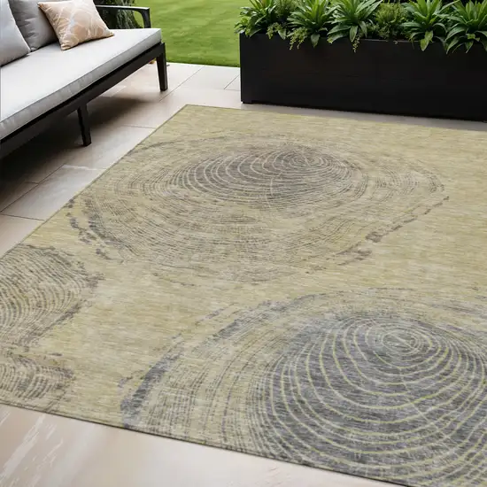 Beige Taupe And Gray Abstract Washable Indoor Outdoor Area Rug Photo 1