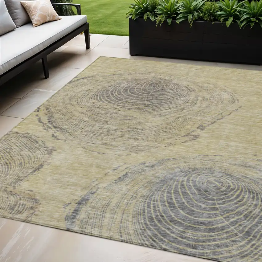 Beige Taupe And Gray Abstract Washable Indoor Outdoor Area Rug Photo 1