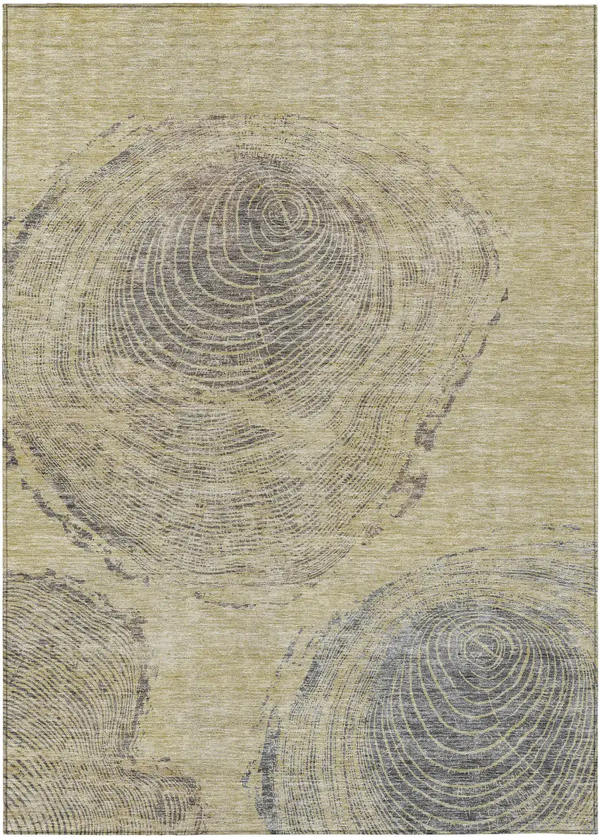 Beige Taupe And Gray Abstract Washable Indoor Outdoor Area Rug Photo 1