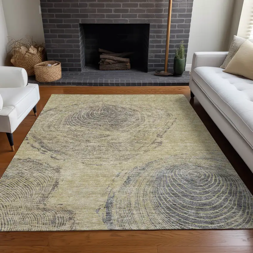 Beige Taupe And Gray Abstract Washable Indoor Outdoor Area Rug Photo 7