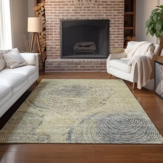 Beige Taupe And Gray Abstract Washable Indoor Outdoor Area Rug Photo 8