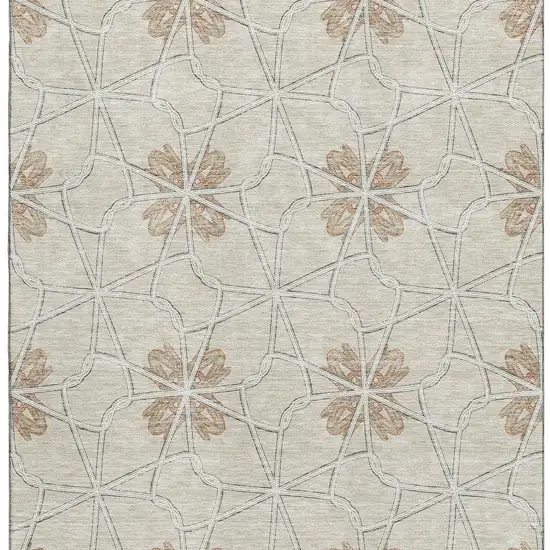 Beige Taupe And Gray Geometric Washable Area Rug With UV Protection Photo 3