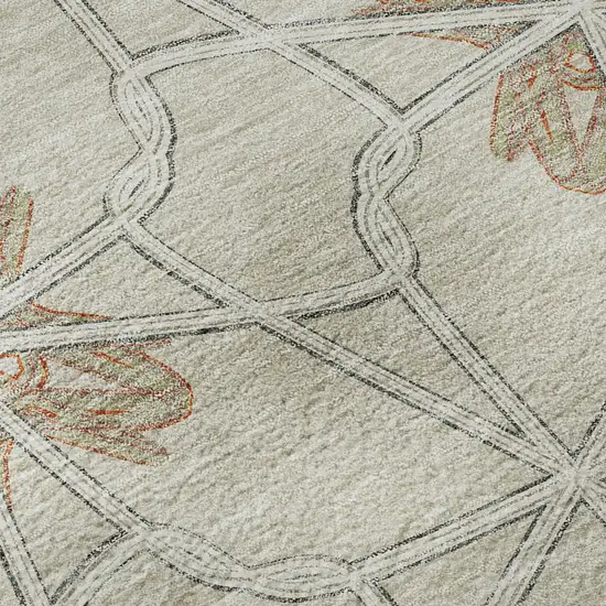 Beige Taupe And Gray Geometric Washable Area Rug With UV Protection Photo 9