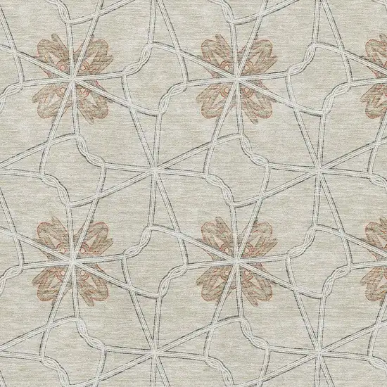 Beige Taupe And Gray Geometric Washable Area Rug With UV Protection Photo 2