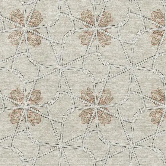 Beige Taupe And Gray Geometric Washable Area Rug With UV Protection Photo 2