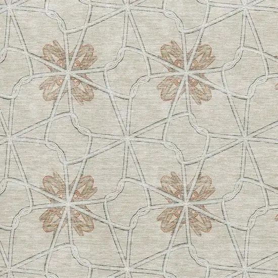 Beige Taupe And Gray Geometric Washable Area Rug With UV Protection Photo 3