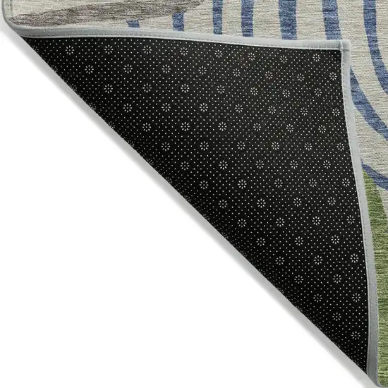 Beige Taupe And Green Abstract Washable Indoor Outdoor Area Rug Photo 3