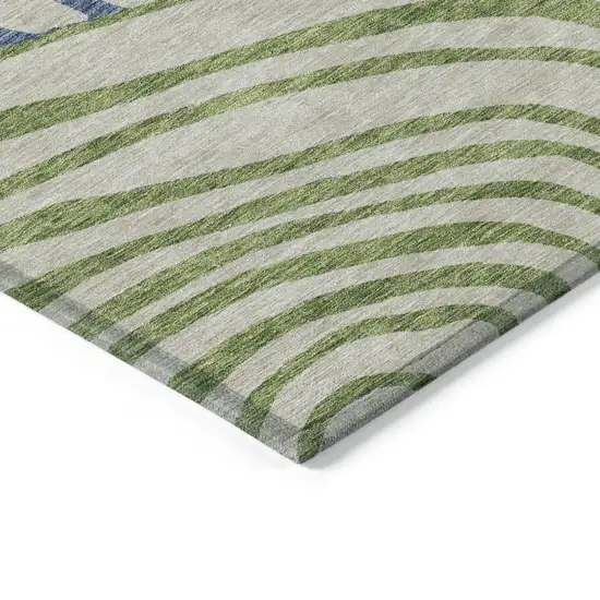 Beige Taupe And Green Abstract Washable Indoor Outdoor Area Rug Photo 4