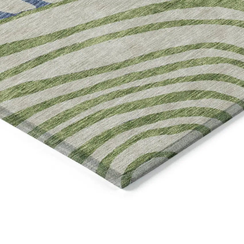 Beige Taupe And Green Abstract Washable Indoor Outdoor Area Rug Photo 4