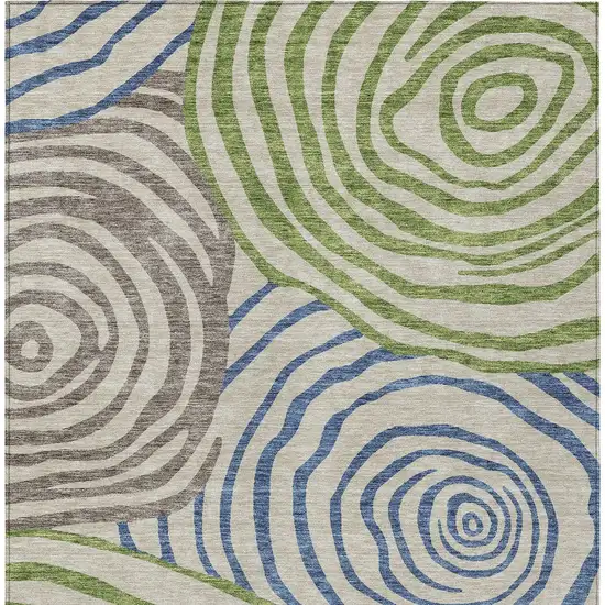 Beige Taupe And Green Abstract Washable Indoor Outdoor Area Rug Photo 6