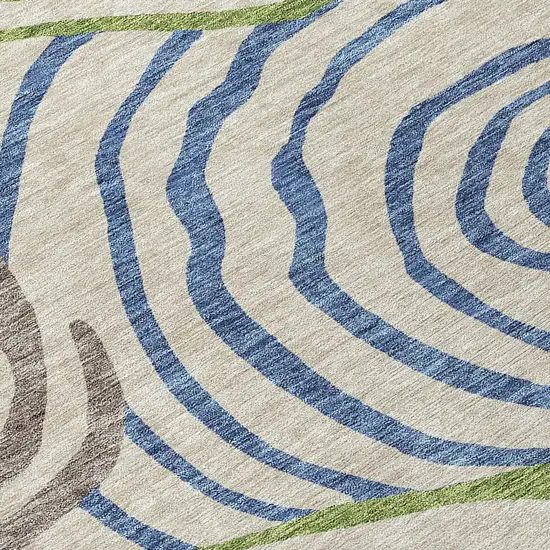 Beige Taupe And Green Abstract Washable Indoor Outdoor Area Rug Photo 4