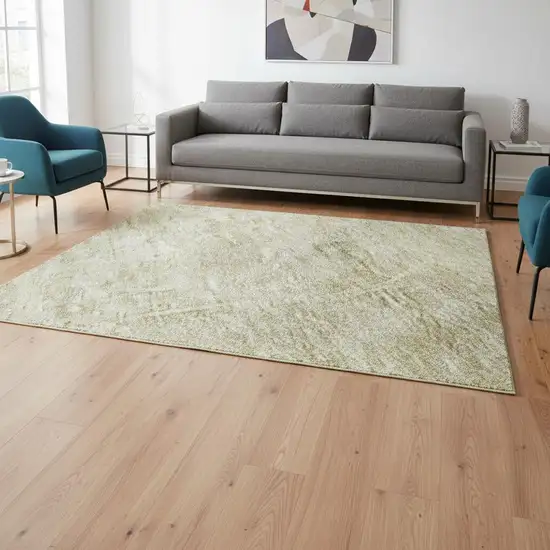 Beige Taupe And Ivory Abstract Geometric Washable Area Rug With UV Protection Photo 2