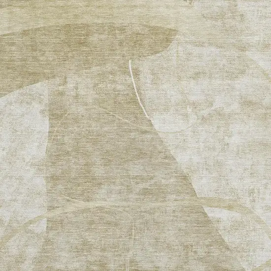 Beige Taupe And Ivory Abstract Geometric Washable Area Rug With UV Protection Photo 4