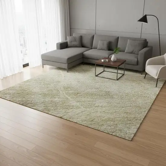 Beige Taupe And Ivory Abstract Geometric Washable Area Rug With UV Protection Photo 2