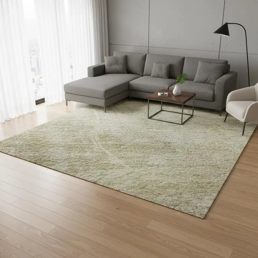 Beige Taupe And Ivory Abstract Geometric Washable Area Rug With UV Protection Photo 2