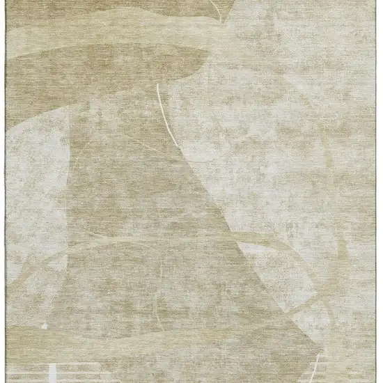 Beige Taupe And Ivory Abstract Geometric Washable Area Rug With UV Protection Photo 5
