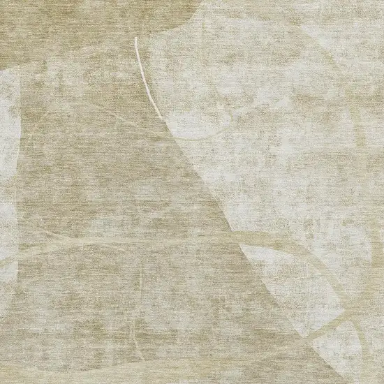 Beige Taupe And Ivory Abstract Geometric Washable Area Rug With UV Protection Photo 4